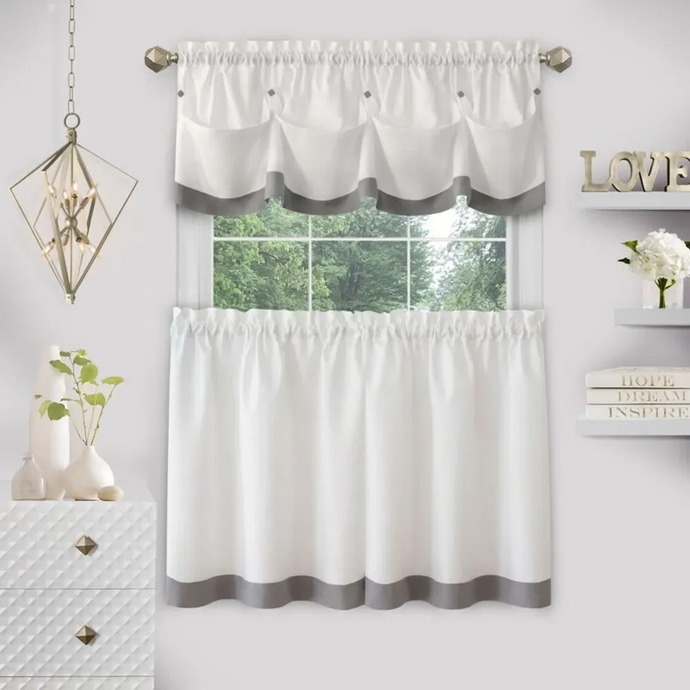 Lana Tier & Valance Set - 58x24 - Grey